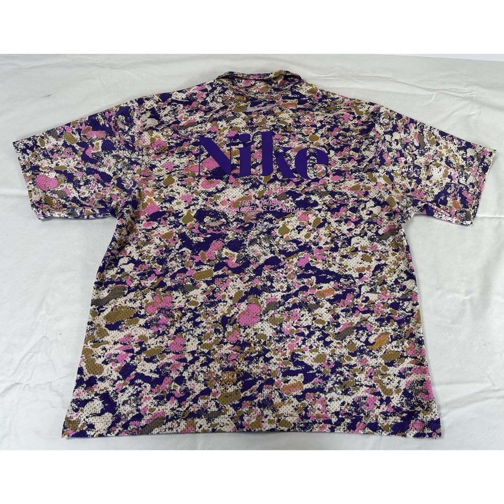 Nike Shirt Trek Division Men's Large Psychic Purple Mesh Hawaiian Button Dri Fit - Picture 8 of 10